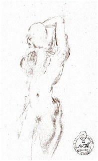 Etude Nu Féminin Du Face Drawing 1963 8x5 Drawing - Salvador Dali Etude Nu Féminin Du Face Drawing 1963 8x5 Drawing - Salvador Dali