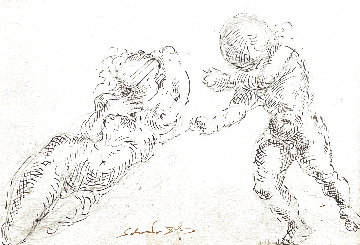 Venus And Cupid Drawing 1962 4x6 Works on Paper (not prints) - Salvador Dali Venus And Cupid Drawing 1962 4x6 Works on Paper (not prints) - Salvador Dali