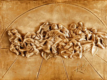 Last Supper Gold Bas Relief Sculpture  18x24 Sculpture - Salvador Dali