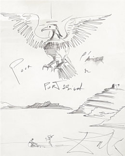 L’aigle Drawing 1980 28.75x24.25  Works on Paper (not prints) - Salvador Dali