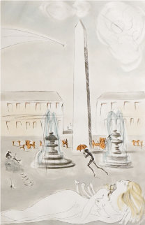Gala Et L’obelisque De La Concorde 1963 (Paris) Limited Edition Print - Salvador Dali Gala Et L’obelisque De La Concorde 1963 (Paris) Limited Edition Print - Salvador Dali