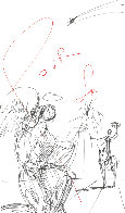 Ange à La Fleur Et Cavalier Drawing 1968 8x4 Drawing by Salvador Dali - 0