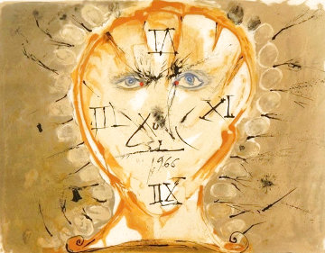 Self Portrait Sundial EA 1966 Early Limited Edition Print - Salvador Dali Self Portrait Sundial EA 1966 Early Limited Edition Print - Salvador Dali