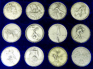 Twelve Tribes of Israel Silver Coins 1973 2 in  Sculpture - Salvador Dali