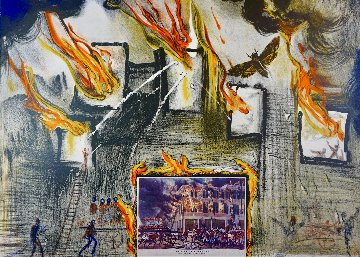 Currier & Ives Fire! Fire! Fire! 1971 Limited Edition Print - Salvador Dali Currier & Ives Fire! Fire! Fire! 1971 Limited Edition Print - Salvador Dali