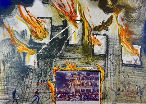 Currier and  Ives Fire! Fire! Fire! 1971 - New York City Limited Edition Print - Salvador Dali