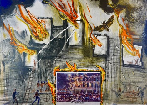 Currier and  Ives Fire! Fire! Fire! 1971 - New York City HS Limited Edition Print - Salvador Dali