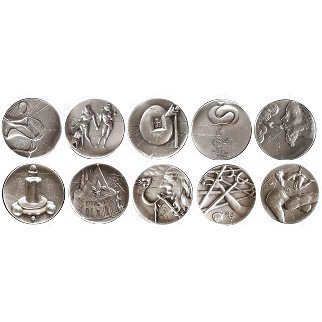 Los 10 Mandamientos La Ley De Dios (Ten Commandments Silver Medallions) Set of 10 1975 Other - Salvador Dali