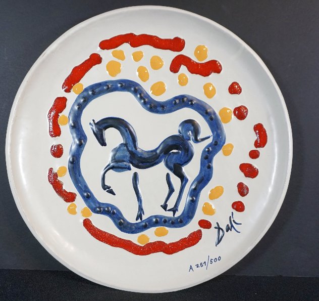 Le Cheval Bleu Ceramic Plate A 15 in Sculpture by Salvador Dali