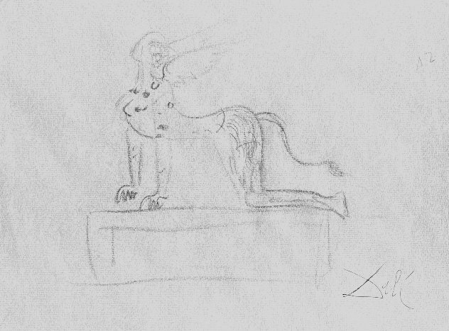 Sphinx (Verso) Study For a Portrait of a Woman Drawing - 1955 9x12 - HS Drawing by Salvador Dali