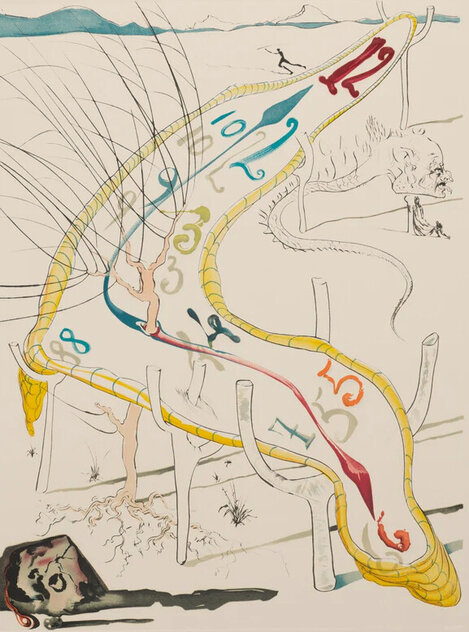 From La Conquete Du Cosmos I: The Frozen Watches of Space Time - 1974 - HS Lithograph - Huge by Salvador Dali