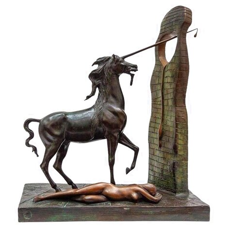 Unicorn Bronze Sculpture 1984 - 22 in Sculpture - Salvador Dali