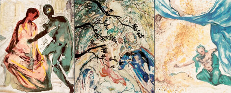 Les Amoureux 1979  - Framed Suite of 3 Lithographs - HS Limited Edition Print - Salvador Dali