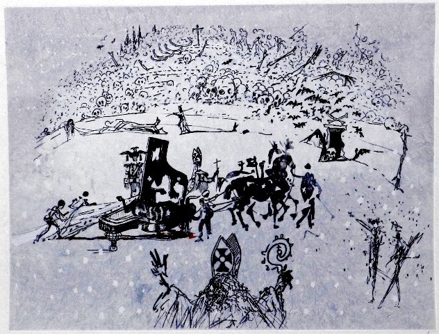 Tauramachies Surrealiste: The Piano in the Snow 1970 (Early) HS Limited Edition Print by Salvador Dali