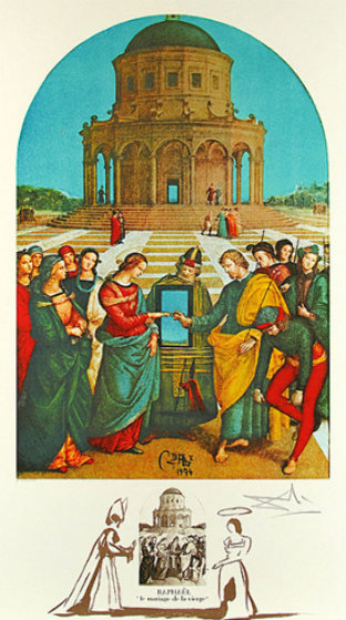 Changes in Great Masterpieces, Raphael, La Marriage De La Vierge 1974 Limited Edition Print by Salvador Dali Changes in Great Masterpieces, Raphael, La Marriage De La Vierge 1974 Limited Edition Print by Salvador Dali