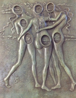 Three Graces Bas Relief Bronze Sculpture 1977 Sculpture - Salvador Dali Three Graces Bas Relief Bronze Sculpture 1977 Sculpture - Salvador Dali