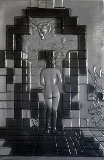 Lincoln in Dalivision Platinum Bas-Relief Sculpture 1979 Sculpture by Salvador Dali Lincoln in Dalivision Platinum Bas-Relief Sculpture 1979 Sculpture by Salvador Dali