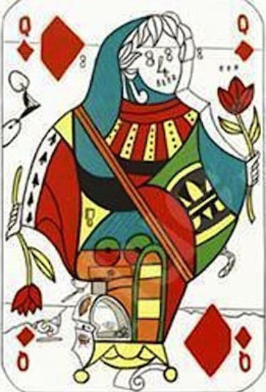 Queen of Diamonds, Playing Cards 1972 Limited Edition Print by Salvador Dali Queen of Diamonds, Playing Cards 1972 Limited Edition Print by Salvador Dali