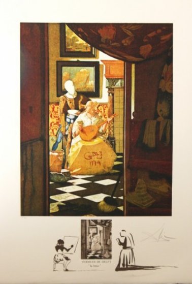 Vermeer La Lettre 1974 Limited Edition Print by Salvador Dali Vermeer La Lettre 1974 Limited Edition Print by Salvador Dali