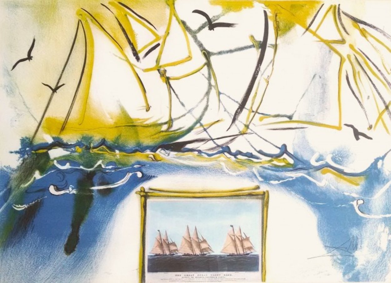 Currier and Ives: American Yacht Racing 1971 Limited Edition Print by Salvador Dali Currier and Ives: American Yacht Racing 1971 Limited Edition Print by Salvador Dali