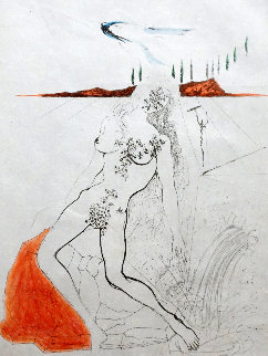 Poems Secrets Nude At the Fountain 1967  Limited Edition Print - Salvador Dali
