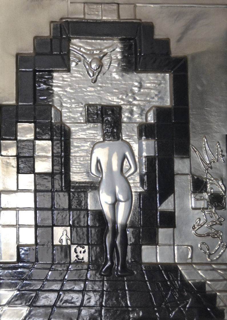 Lincoln in Dalivision Platinum Bas Relief Sculpture 1975 Sculpture by Salvador Dali Lincoln in Dalivision Platinum Bas Relief Sculpture 1975 Sculpture by Salvador Dali