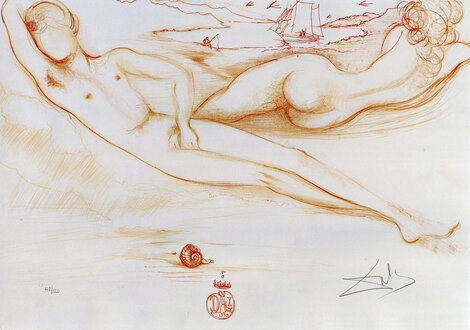 From Nudes, A La Plage 1970 HS Limited Edition Print - Salvador Dali
