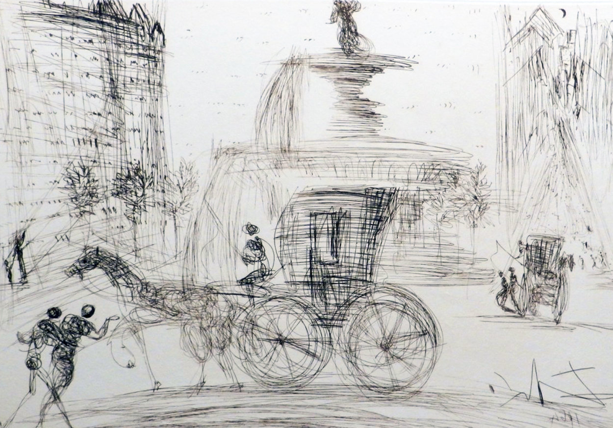 New York City Plaza 1964 (Early) Limited Edition Print by Salvador Dali New York City Plaza 1964 (Early) Limited Edition Print by Salvador Dali