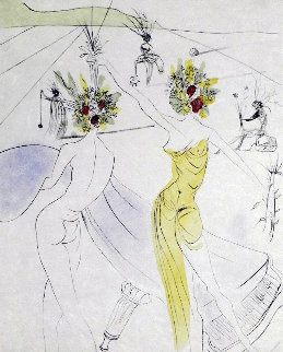 Hippies Flower Woman At the Piano 1969 (Early) Limited Edition Print - Salvador Dali Hippies Flower Woman At the Piano 1969 (Early) Limited Edition Print - Salvador Dali
