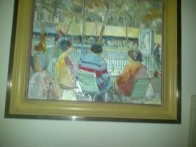 Au Cafe 1972 19x23 Original Painting by d'Arcy Doyle - 1 Au Cafe 1972 19x23 Original Painting by d'Arcy Doyle - 1
