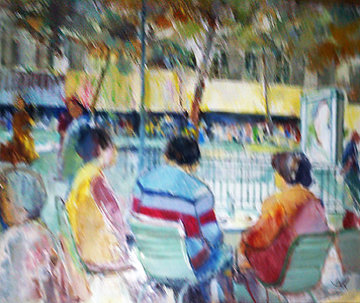 Au Cafe 1972 19x23 Original Painting - d'Arcy Doyle