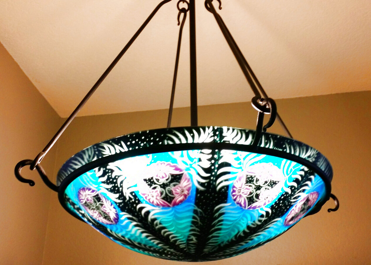 Untitled Chandelier 1998 Hand Painted Glass Sculpture by Ulla Darni ...