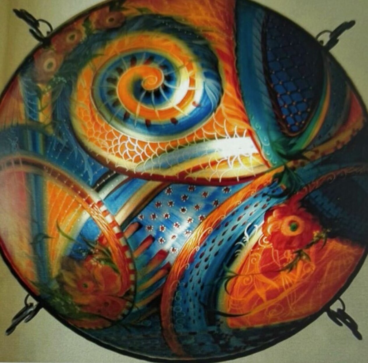 Ulla Darni Original Reverse Hand-painted Glass Chandelier Artwork (34 ...