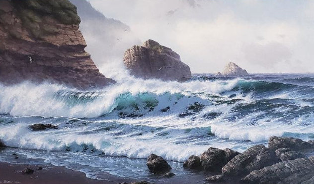 Untitled Seacape 1983 33x57 Original Painting by David Dalton