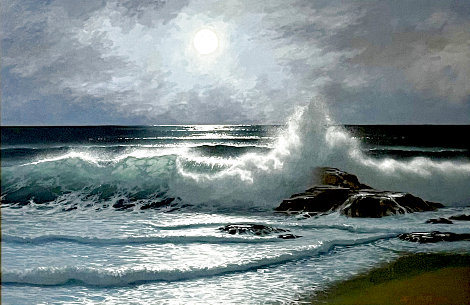 Malibu Moonlight 30x42 - Huge - California Original Painting - David Dalton