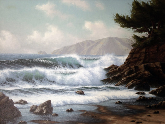 Incoming Tide, Near Monterey, California 1981 31x37 Original Painting by David Dalton