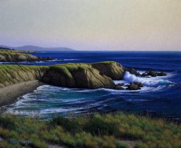 Cliffs Near Piedras Blancas Point 2010 24x20 San Diego Original Painting - David Dalton Cliffs Near Piedras Blancas Point 2010 24x20 San Diego Original Painting - David Dalton