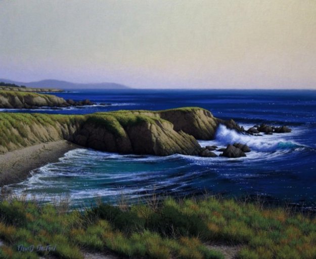 Cliffs Near Piedras Blancas Point 2010 24x20 San Diego Original Painting by David Dalton Cliffs Near Piedras Blancas Point 2010 24x20 San Diego Original Painting by David Dalton