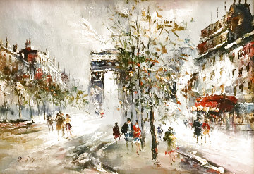 Untitled Painting (Parisian Street Scene 1960 15x19 Original Painting - Randall Davey Untitled Painting (Parisian Street Scene 1960 15x19 Original Painting - Randall Davey