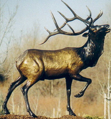 By Dawn's Early Light - 1/4 Life Size Elk Bronze Sculpture 1998 32 in Sculpture - David Anderson