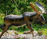 Ditch Creek Two-Step - 1/4 Life Size Moose Bronze Sculpture 2003 36 in Sculpture by David Anderson - 1