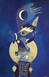 L Oiseau Et La Lune 2019 39x25 Super Huge Original Painting - David Farsi L Oiseau Et La Lune 2019 39x25 Super Huge Original Painting - David Farsi