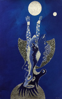 Masque De Lune 2019 39x25 Super Huge Original Painting - David Farsi Masque De Lune 2019 39x25 Super Huge Original Painting - David Farsi