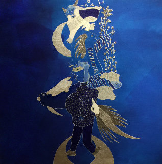 Femme La Lune 2019 39x39 Original Painting - David Farsi Femme La Lune 2019 39x39 Original Painting - David Farsi