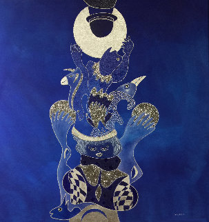 Voyage Avec La Lune 2019 39x39 Super Huge Original Painting - David Farsi Voyage Avec La Lune 2019 39x39 Super Huge Original Painting - David Farsi
