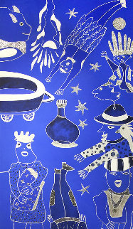 Composition Bleu Argent 3 2019 39x90 Super Huge Original Painting - David Farsi Composition Bleu Argent 3 2019 39x90 Super Huge Original Painting - David Farsi
