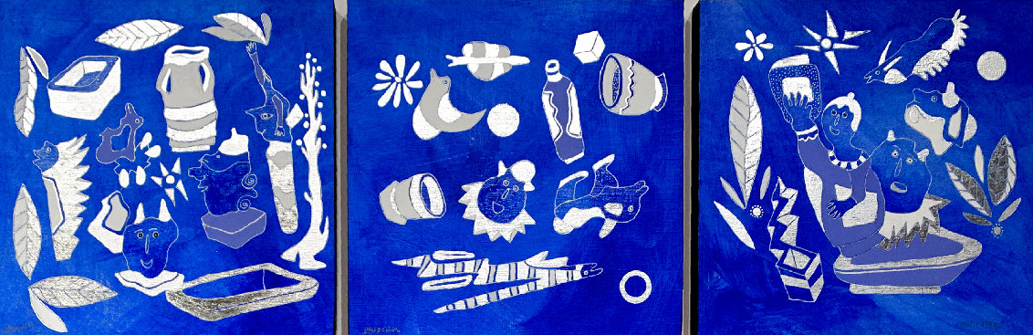 Histore Sans Fin 2 Triptych 2024 12x33 Original Painting by David Farsi Histore Sans Fin 2 Triptych 2024 12x33 Original Painting by David Farsi