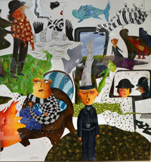 Vue a La Television (TV) 2012 70x66  Huge  Original Painting - David Farsi