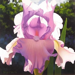 Solo Mauve Iris 24x24 Original Painting - Brian Davis Solo Mauve Iris 24x24 Original Painting - Brian Davis
