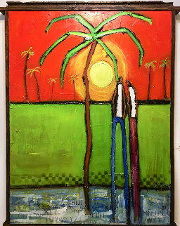 Sunset on the Island 2019 51x40 Original Painting - William DeBilzan Sunset on the Island 2019 51x40 Original Painting - William DeBilzan